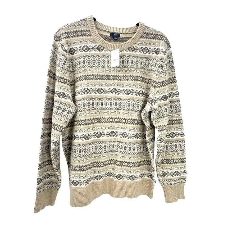 J. Crew Super Soft Lambswool-Blend Fair Isle Crewneck Sweater Size Medium NWT